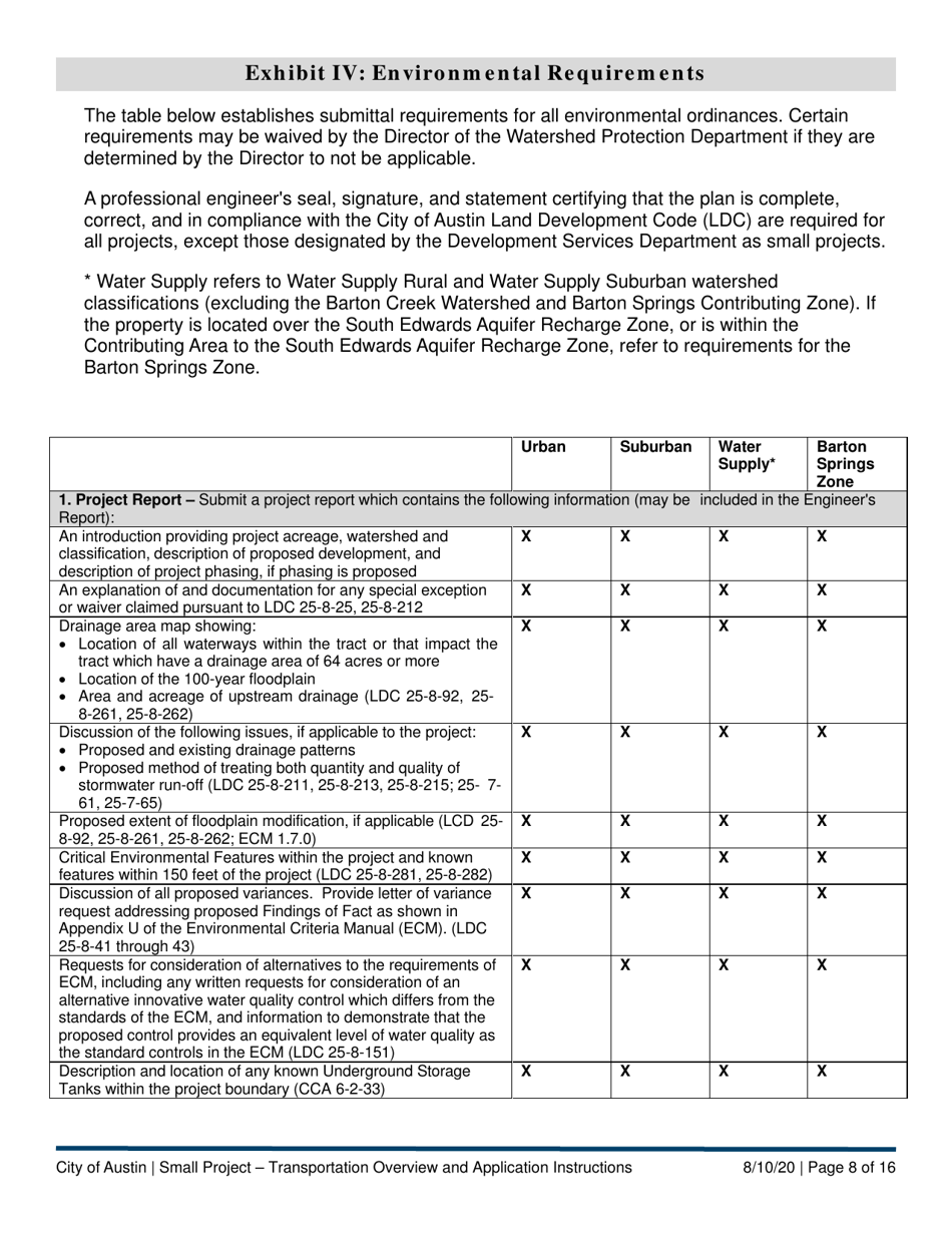 Instructions for Small Project - Transportation Application - City of Austin, Texas, Page 8