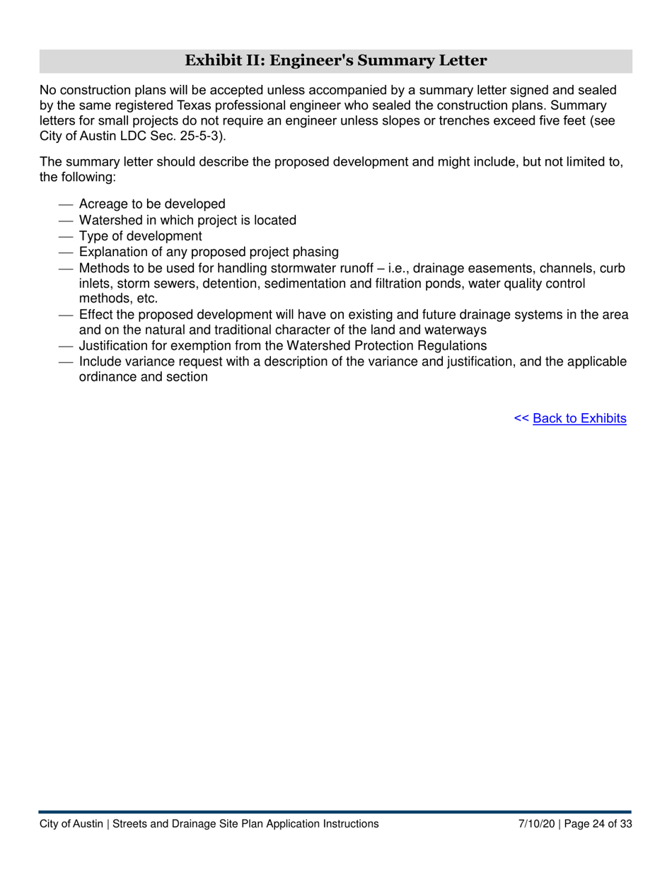 Instructions for Streets and Drainage Site Plan Application - City of Austin, Texas, Page 24