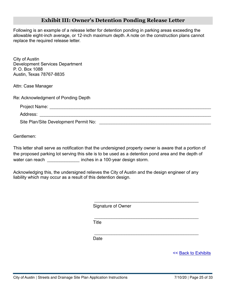 Instructions for Streets and Drainage Site Plan Application - City of Austin, Texas, Page 25