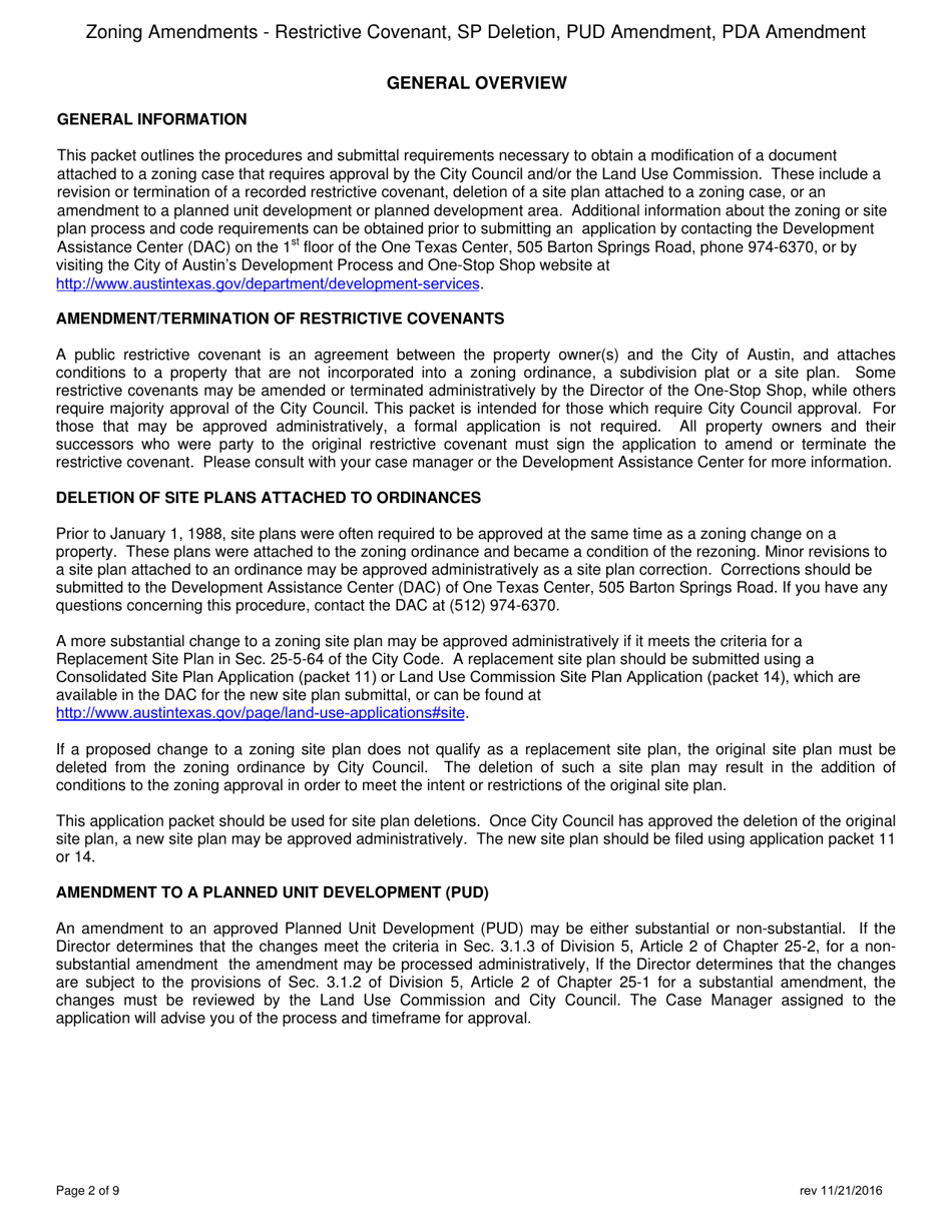 Application for Zoning Amendments - City of Austin, Texas, Page 2