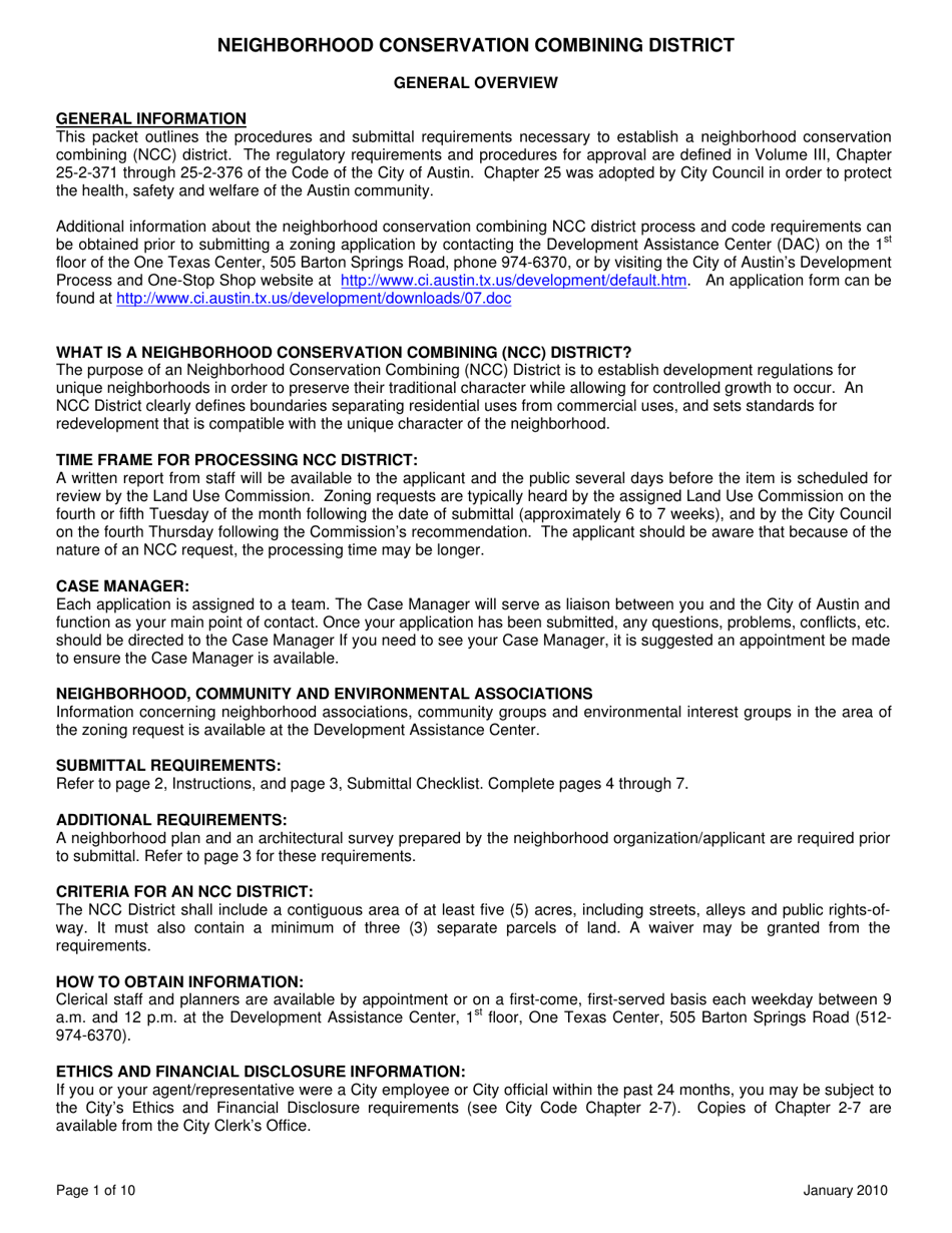 Application for Neighborhood Conservation Combining District - City of Austin, Texas, Page 2