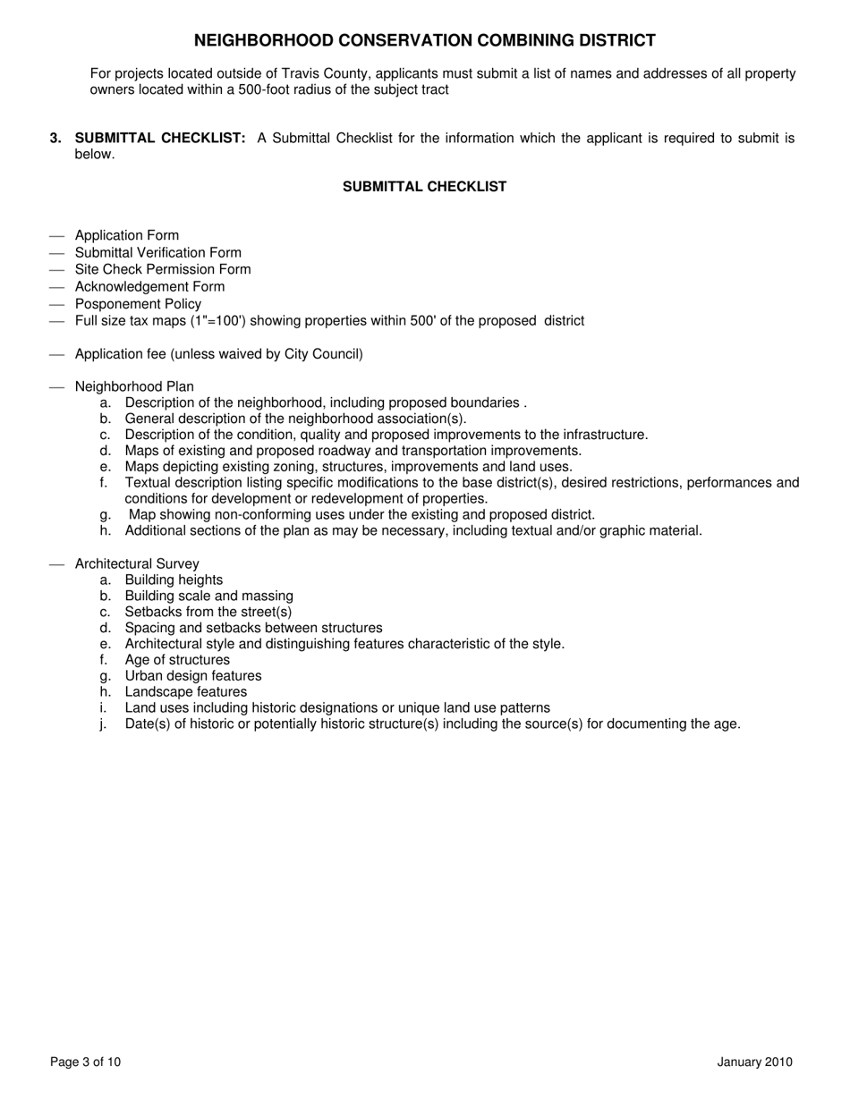 Application for Neighborhood Conservation Combining District - City of Austin, Texas, Page 4