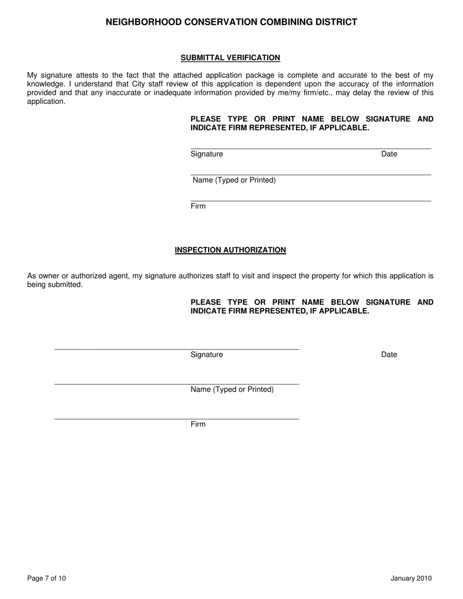 Application for Neighborhood Conservation Combining District - City of Austin, Texas, Page 8