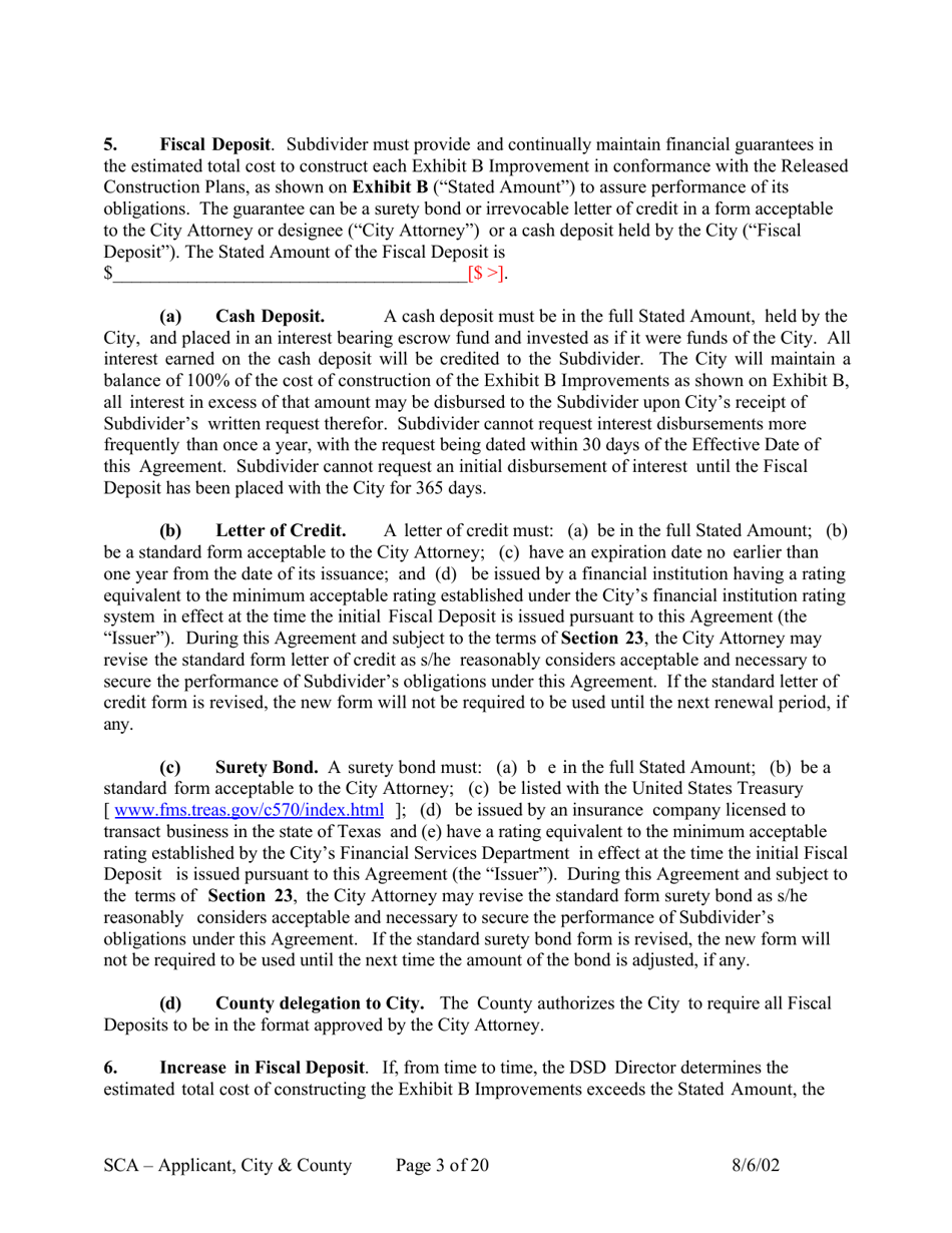 Subdivision Construction Agreement (Applicant, City, and County) - City of Austin, Texas, Page 3