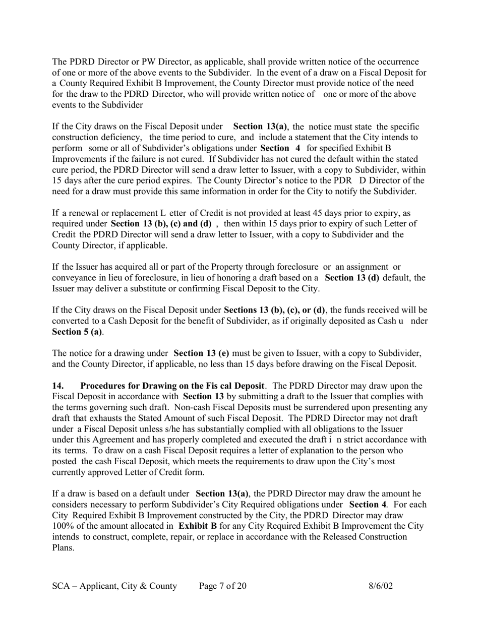 Subdivision Construction Agreement (Applicant, City, and County) - City of Austin, Texas, Page 7