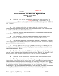 Document preview: Subdivision Construction Agreement (Applicant, City, and County) - City of Austin, Texas