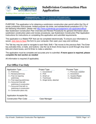 Subdivision Construction Plan Application - City of Austin, Texas