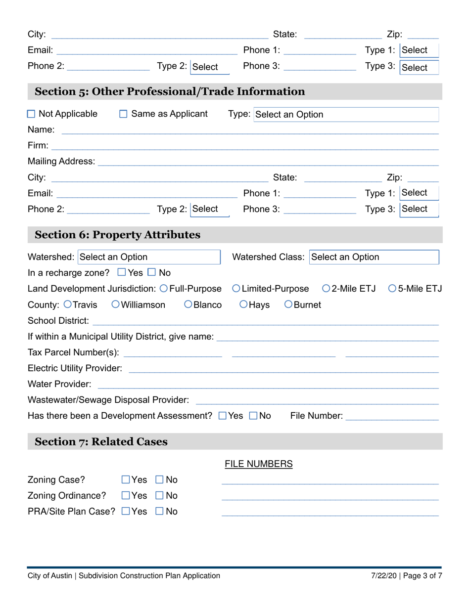Subdivision Construction Plan Application - City of Austin, Texas, Page 3