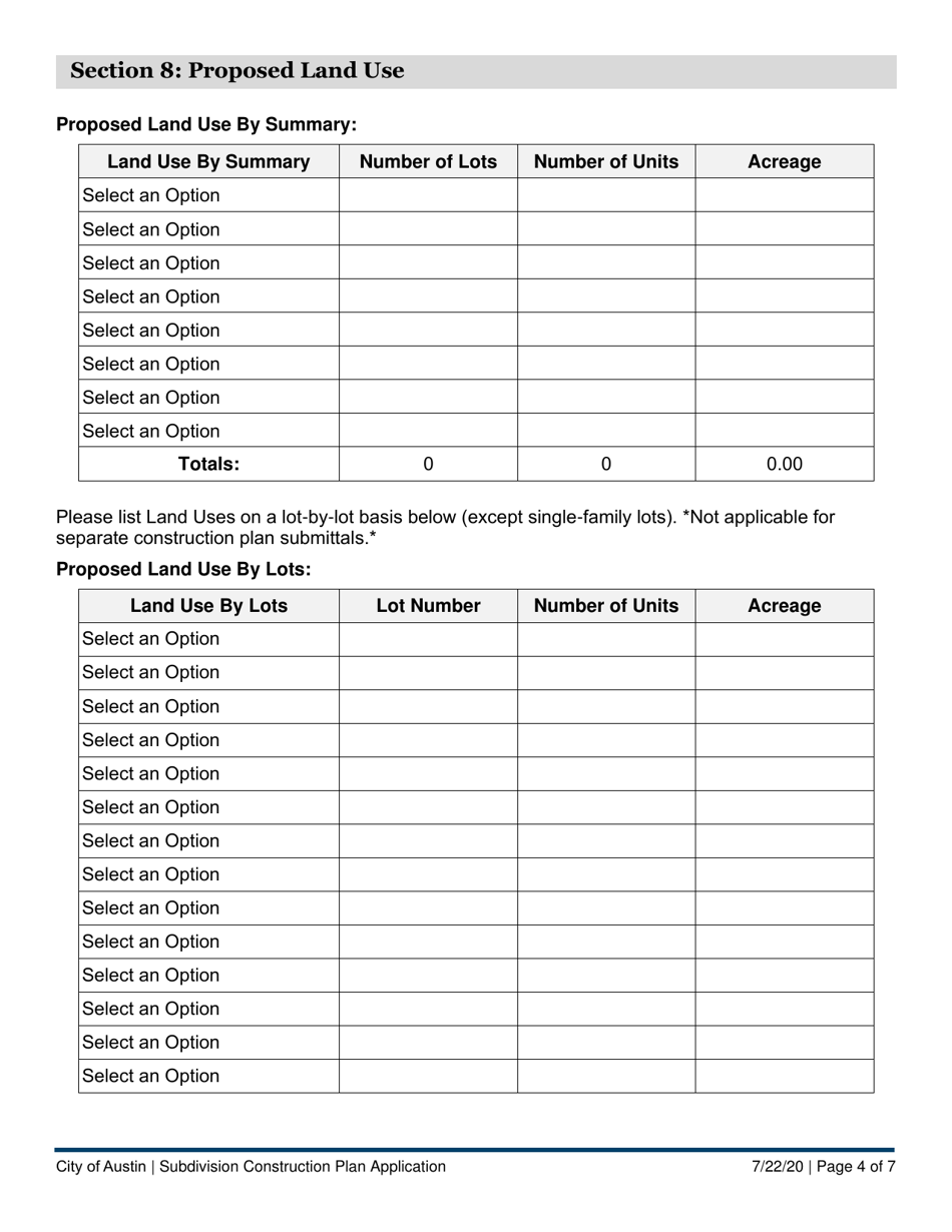 Subdivision Construction Plan Application - City of Austin, Texas, Page 4