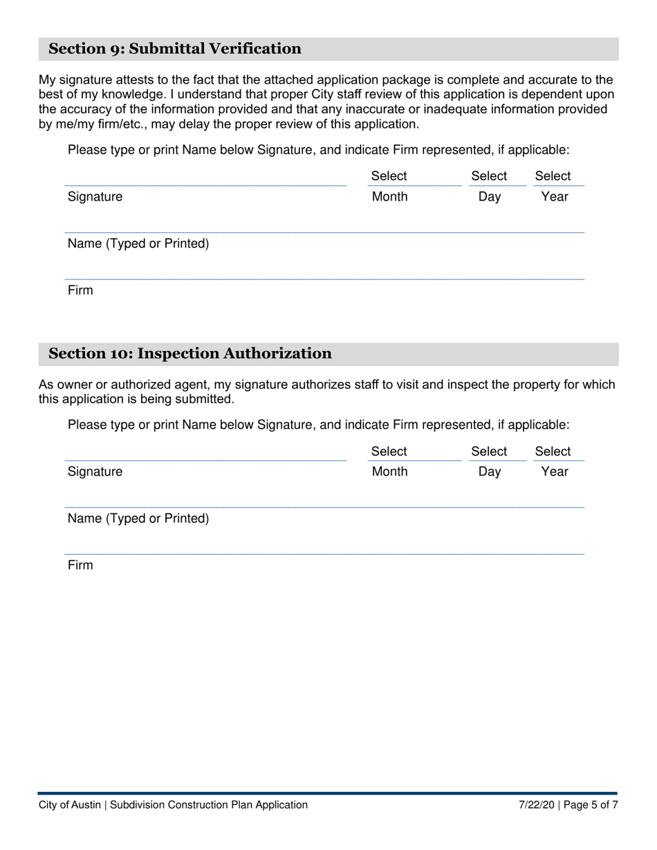 Subdivision Construction Plan Application - City of Austin, Texas, Page 5
