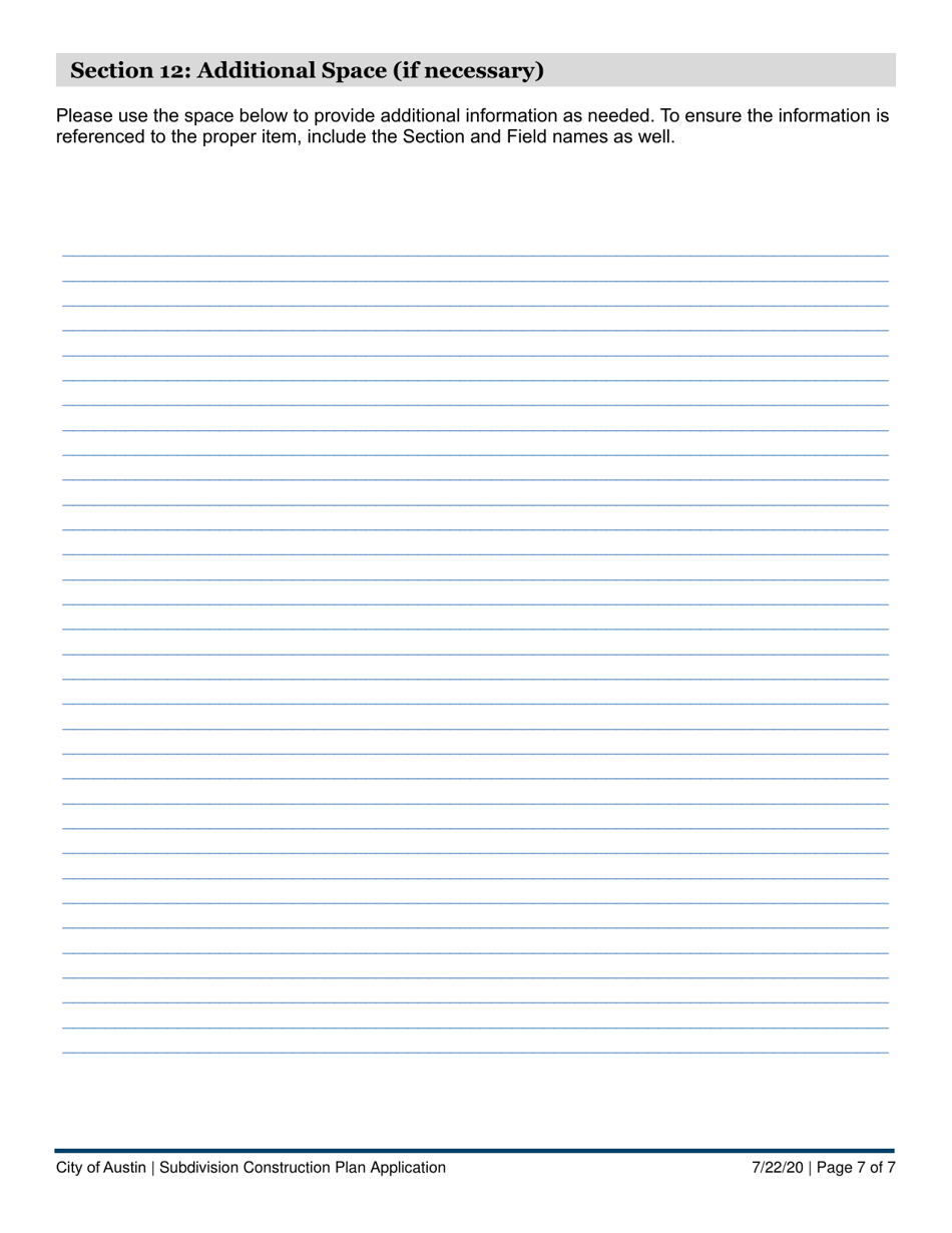 Subdivision Construction Plan Application - City of Austin, Texas, Page 7