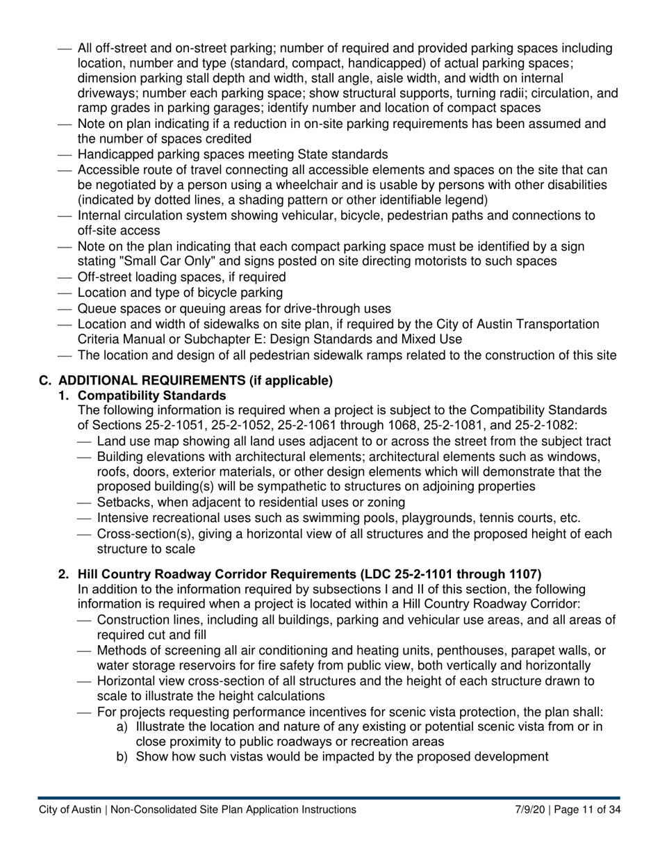 Instructions for Non-consolidated Site Plan Application - Construction Element (B Plan / D Plan) - City of Austin, Texas, Page 11