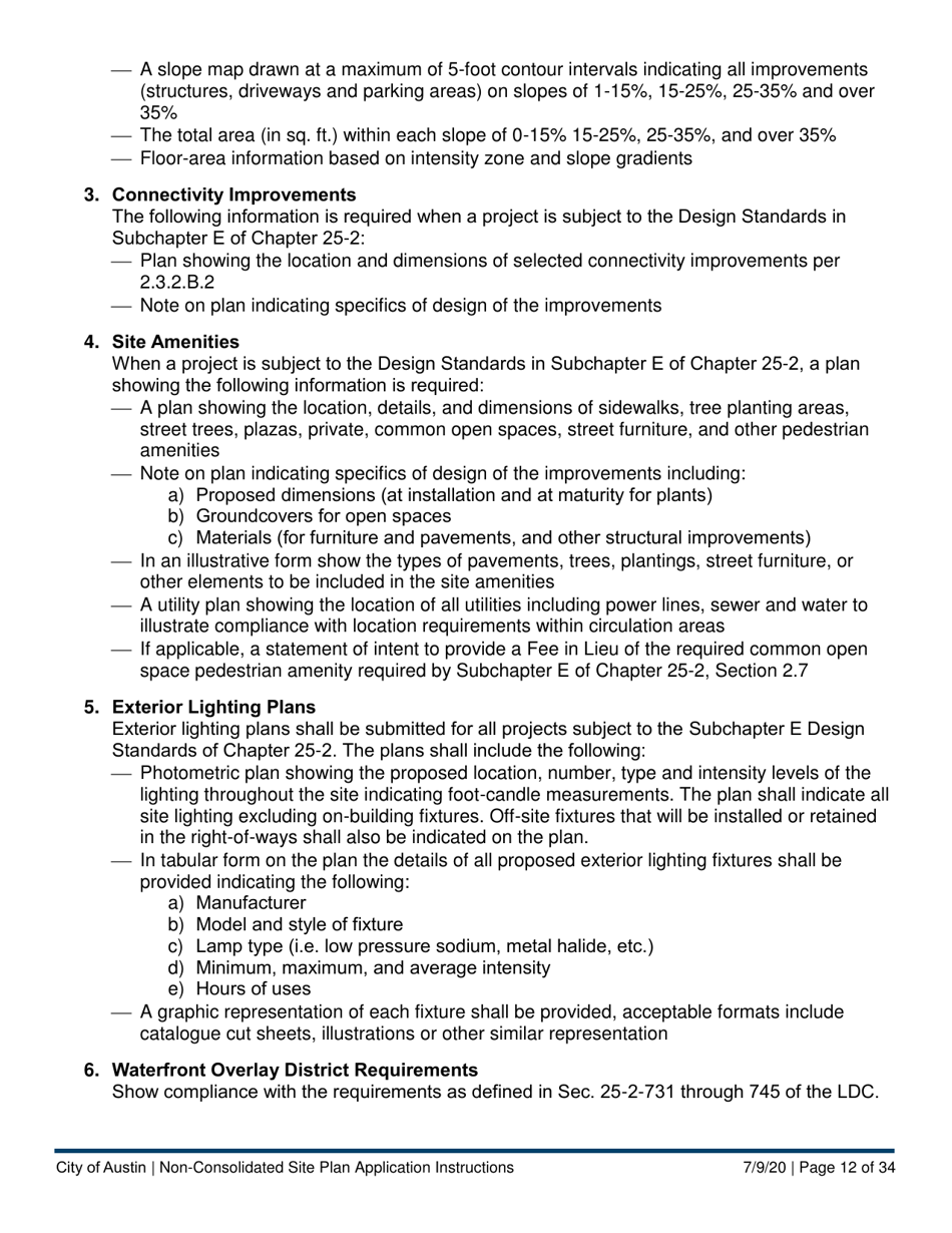 Instructions for Non-consolidated Site Plan Application - Construction Element (B Plan / D Plan) - City of Austin, Texas, Page 12