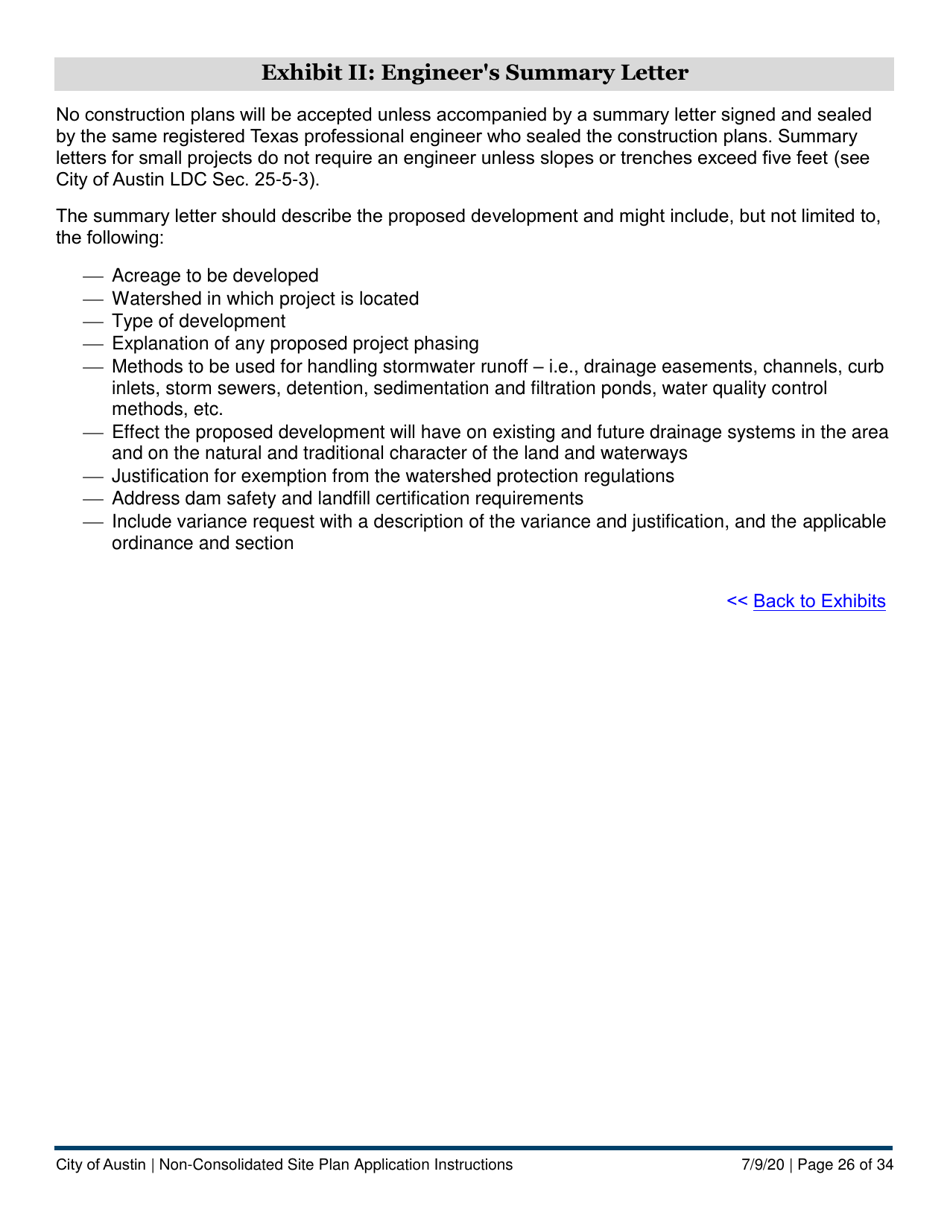 Instructions for Non-consolidated Site Plan Application - Construction Element (B Plan / D Plan) - City of Austin, Texas, Page 26