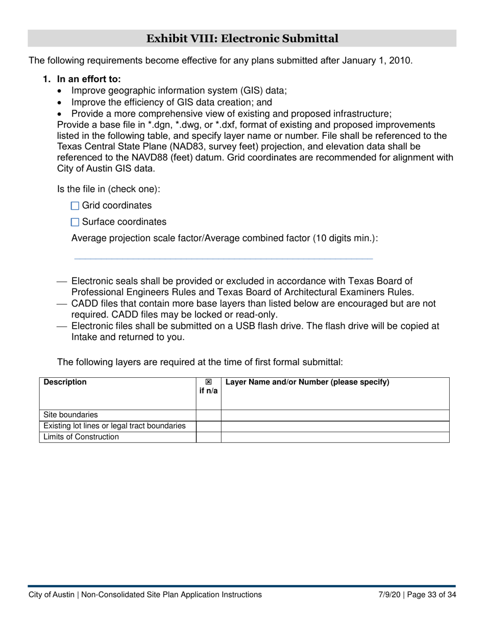 Instructions for Non-consolidated Site Plan Application - Construction Element (B Plan / D Plan) - City of Austin, Texas, Page 33