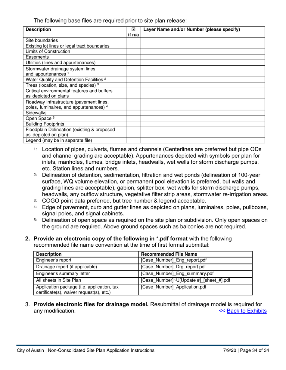 Instructions for Non-consolidated Site Plan Application - Construction Element (B Plan / D Plan) - City of Austin, Texas, Page 34