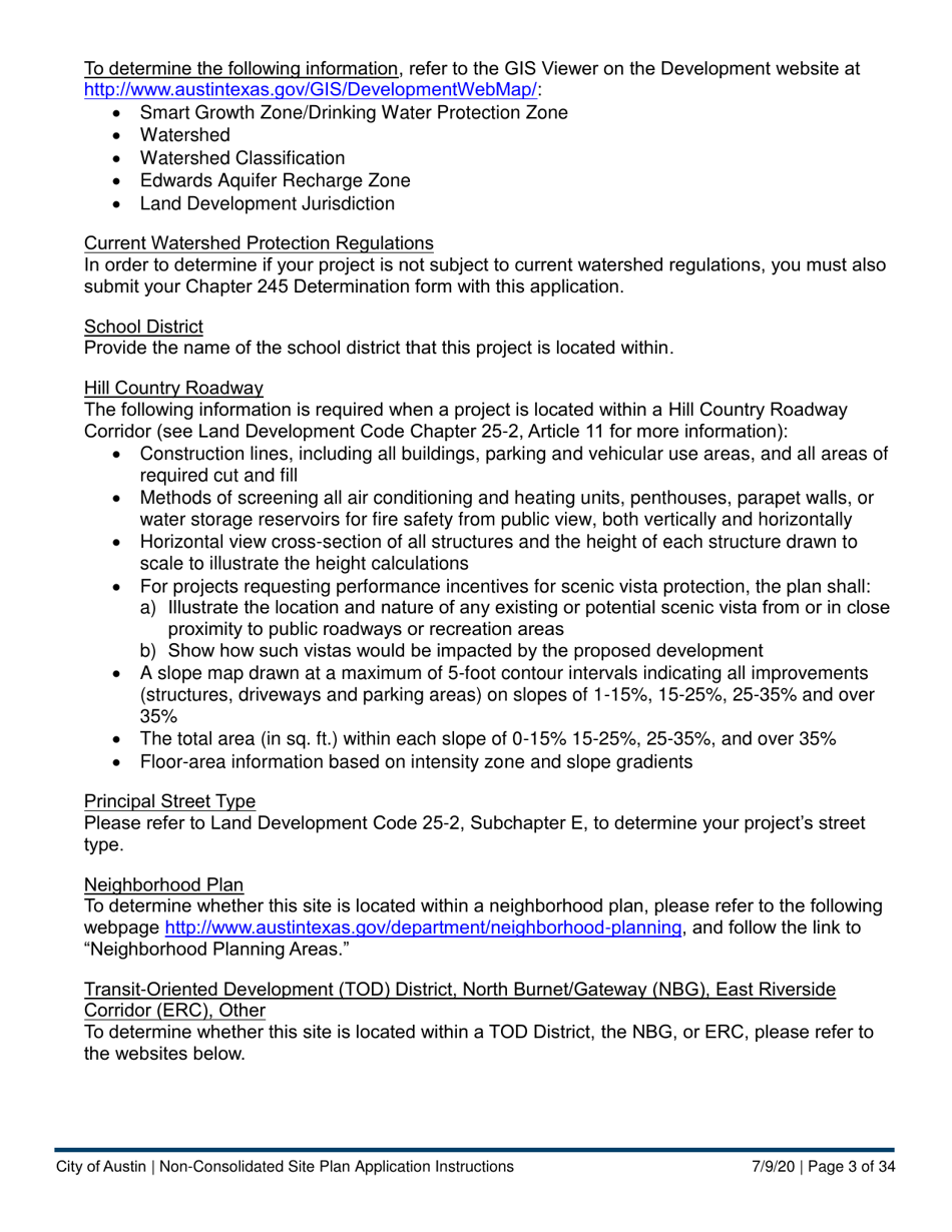 Instructions for Non-consolidated Site Plan Application - Construction Element (B Plan / D Plan) - City of Austin, Texas, Page 3