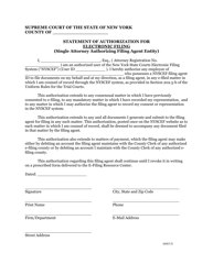 Form EF-14 &quot;Statement of Authorization for Electronic Filing (Single Attorney Authorizing Filing Agent Entity)&quot; - New York