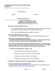 Form EFM-1A &quot;Notice of Electronic Filing (Mandatory Commencement Case)&quot; - New York