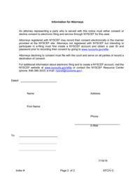 Form EFCIV-3 Notice of Electronic Filing (Consensual Case) - New York City, Page 2
