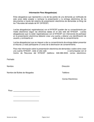Formulario EFCIV-3 Aviso Presentacion Electronica (Causa Mutuo Acuerdo) - New York City (Spanish), Page 2