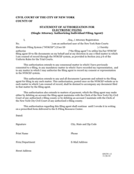 Form EFCIV-12 &quot;Statement of Authorization for Electronic Filing (Single Attorney Authorizing Individual Filing Agent)&quot; - New York City