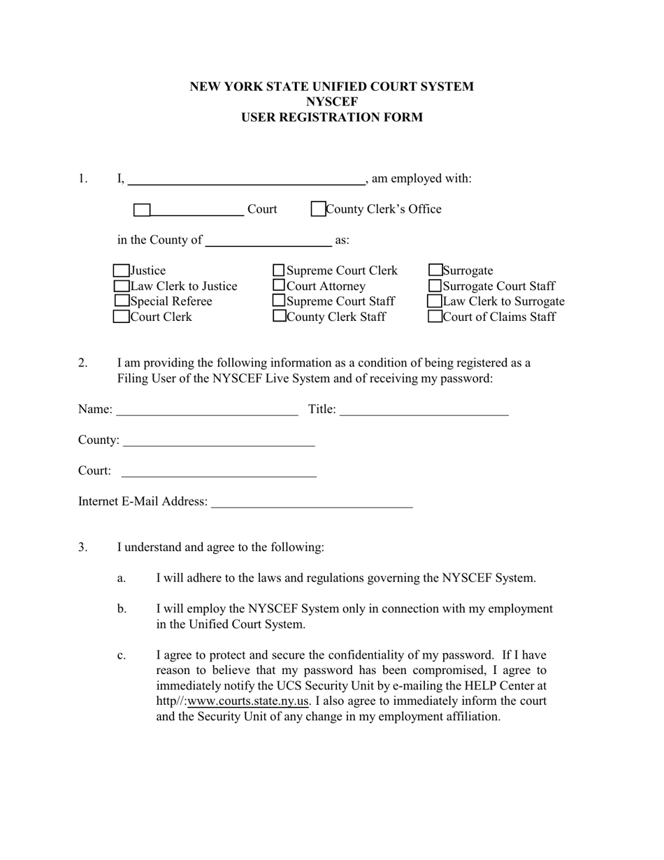 Nyscef User Registration Form - New York, Page 1