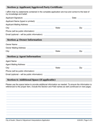 Board of Adjustment Interpretations Application - Appeal of an Administrative Decision - City of Austin, Texas, Page 4