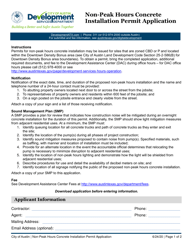 Non-peak Hours Concrete Installation Permit Application - City of Austin, Texas