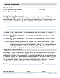 Non-peak Hours Concrete Installation Permit Application - City of Austin, Texas, Page 2