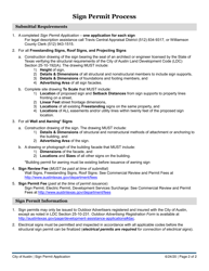 Sign Permit Application - City of Austin, Texas, Page 2