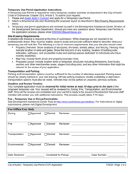 Temporary Use Permit (Tup) Application - City of Austin, Texas, Page 2
