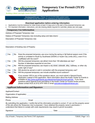 Document preview: Temporary Use Permit (Tup) Application - City of Austin, Texas