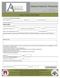 Document preview: Public Tree Care Permit - Urban Forestry Program - City of Austin, Texas