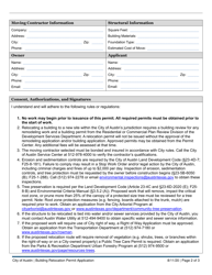 Building Relocation Permit Application - City of Austin, Texas, Page 2