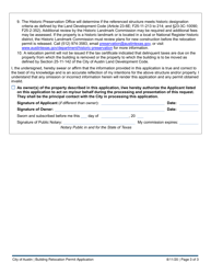 Building Relocation Permit Application - City of Austin, Texas, Page 3