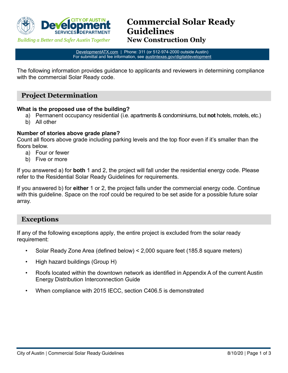 City of Austin, Texas Commercial Solar Ready Guidelines - New ...