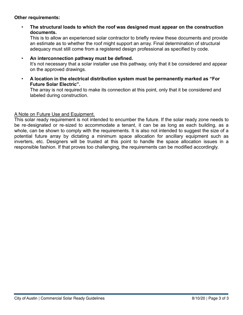 Commercial Solar Ready Guidelines - New Construction Only - City of Austin, Texas, Page 3