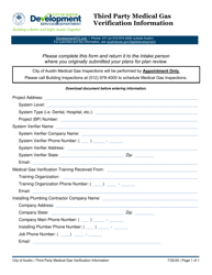 Document preview: Third Party Medical Gas Verification Information - City of Austin, Texas