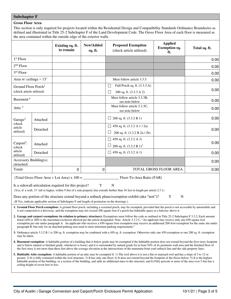 Garage Conversion and Carport / Porch Enclosure Permit Application - City of Austin, Texas, Page 3