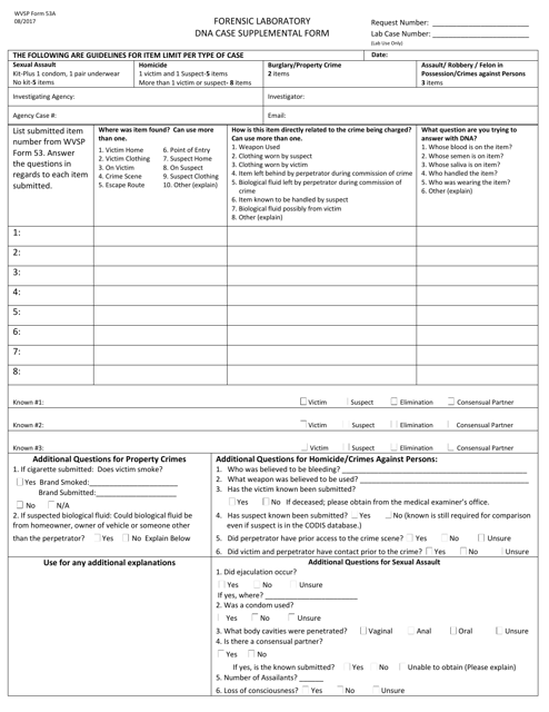 WVSP Form 53A Dna Case Supplemental Form - West Virginia