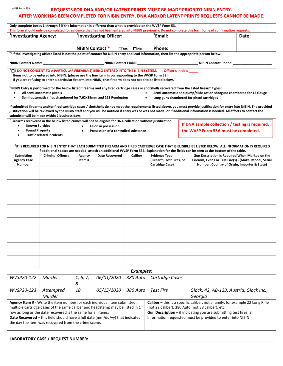 WVSP Form 53B Nibin Supplemental - West Virginia, Page 1