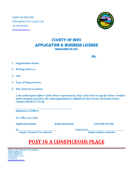 Application for Bingo License - Inyo County, California, Page 3