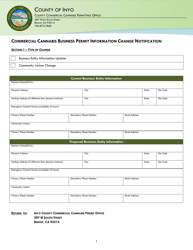 Document preview: Commercial Cannabis Business Permit Information Change Notification - Inyo County, California