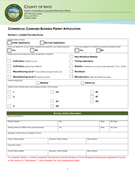 Document preview: Commercial Cannabis Business Permit Application - Inyo County, California