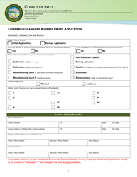 Commercial Cannabis Business Permit Application - Inyo County, California