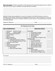 Application for Retail Food Facility Permit - Inyo County, California, Page 2