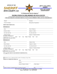 Document preview: Instructions to the Sheriff of Inyo County - Inyo County, California