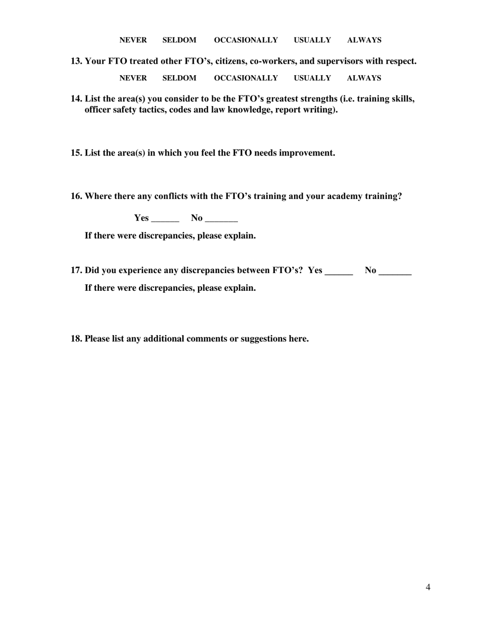 Critique Form - Field Training Program - City of Davis, California, Page 4