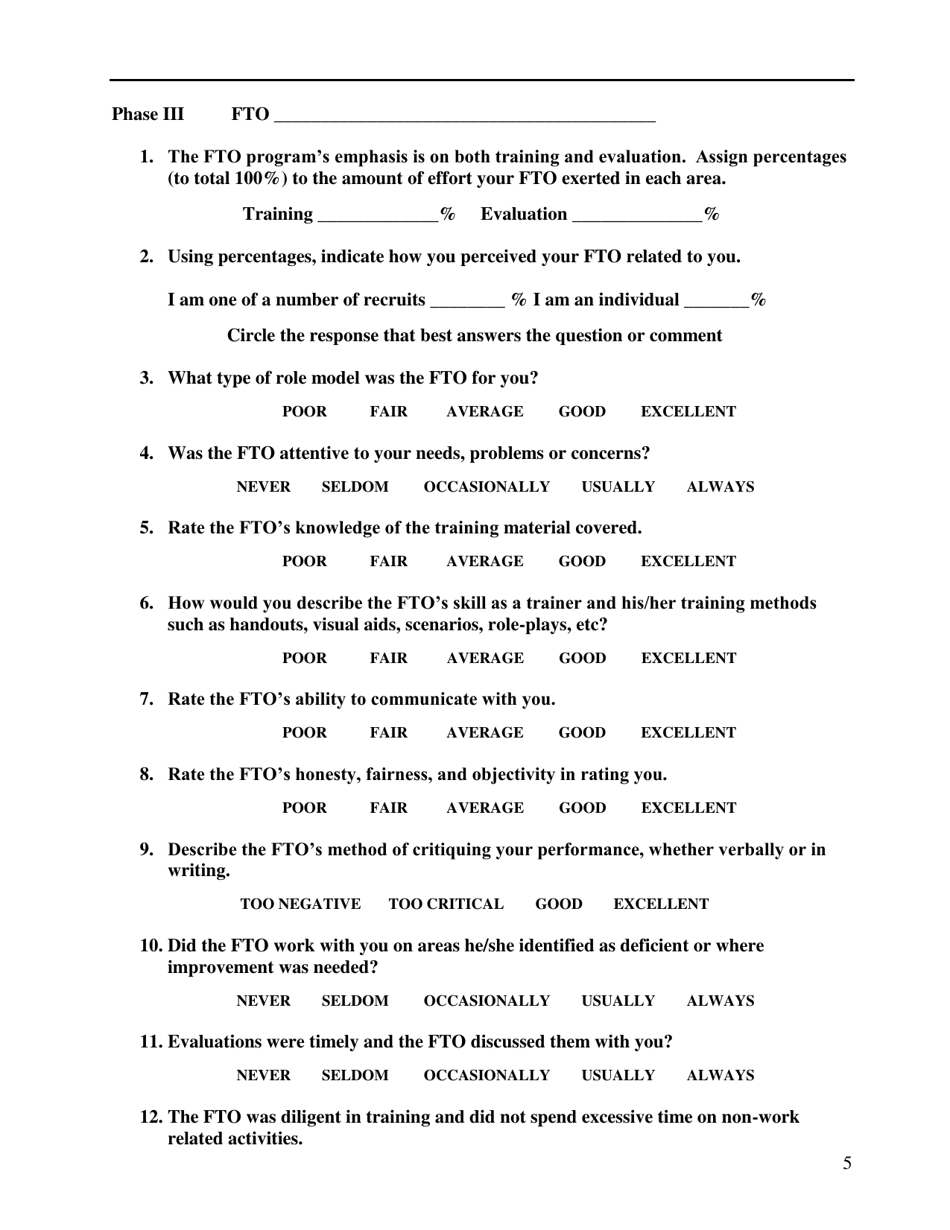 Critique Form - Field Training Program - City of Davis, California, Page 5
